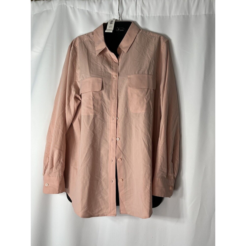 Chico's NWT Shirt Womens Size 12/14 2 Pink Collared Button Up Long Sleeve Top